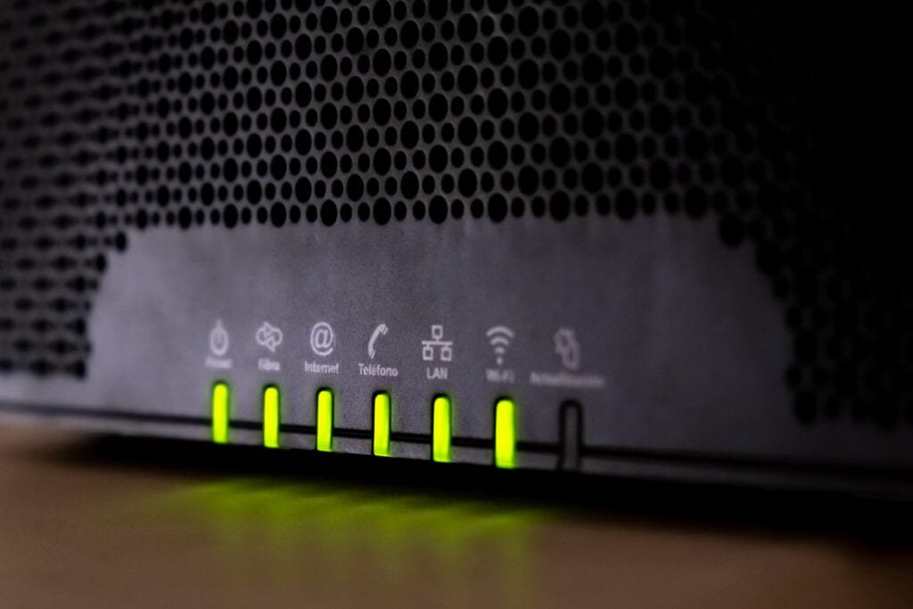LED indicators of a router flash with a Wi-Fi signal