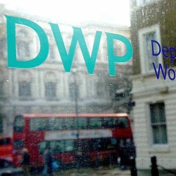 Sign for the Department of Work and Pensions - useful for reporting benefit fraud