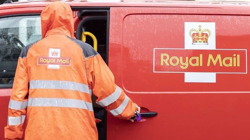 Click on image of Postman with a Royal Mail Van to connect to the blogpost Royal Mail Scams
