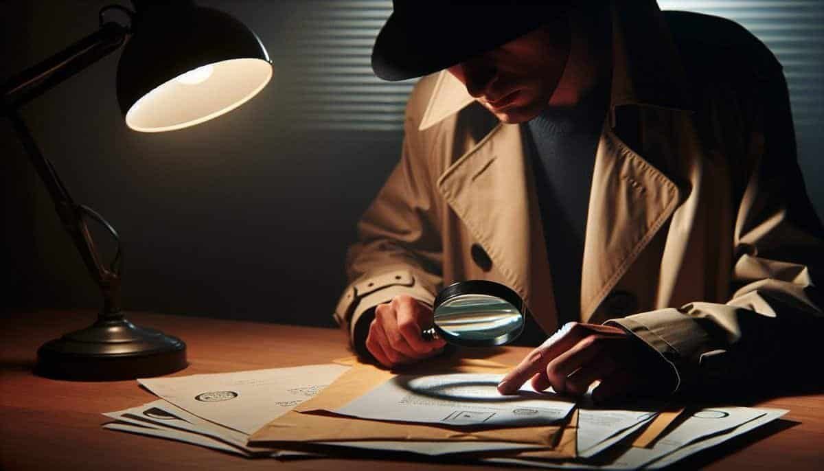 A person examining a suspicious looking letter with magnifying glass - How to spot a fake letter
