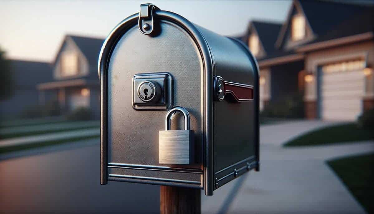 Illustration of a locked mailbox to represent address fraud protection - Someone using my address without consent