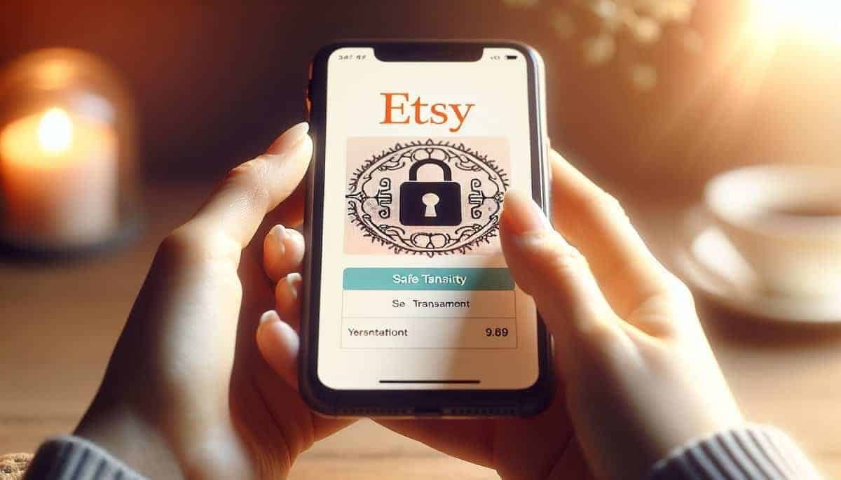 Illustration of safe payment transaction on Etsy platform