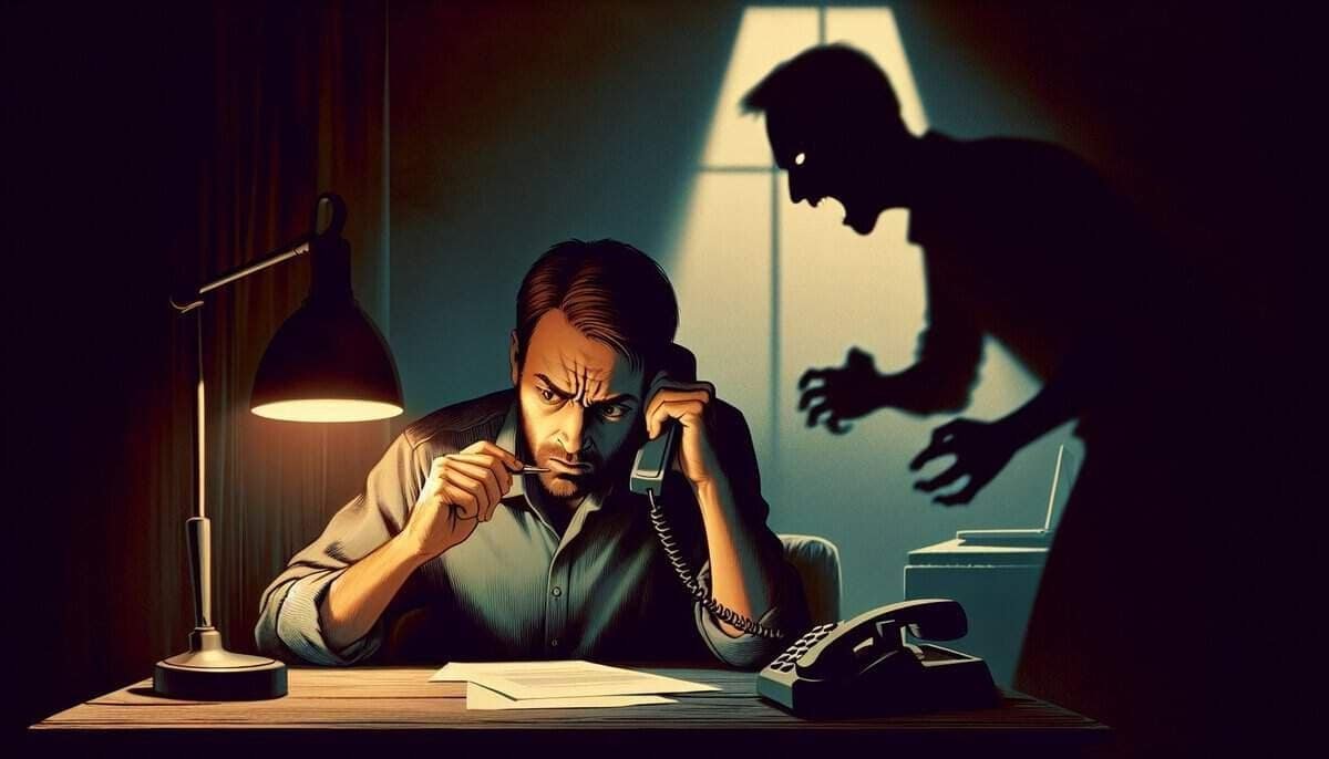 Illustration of a person receiving a suspicious phone call about tax refunds - Depictio of Tax Refund Scams