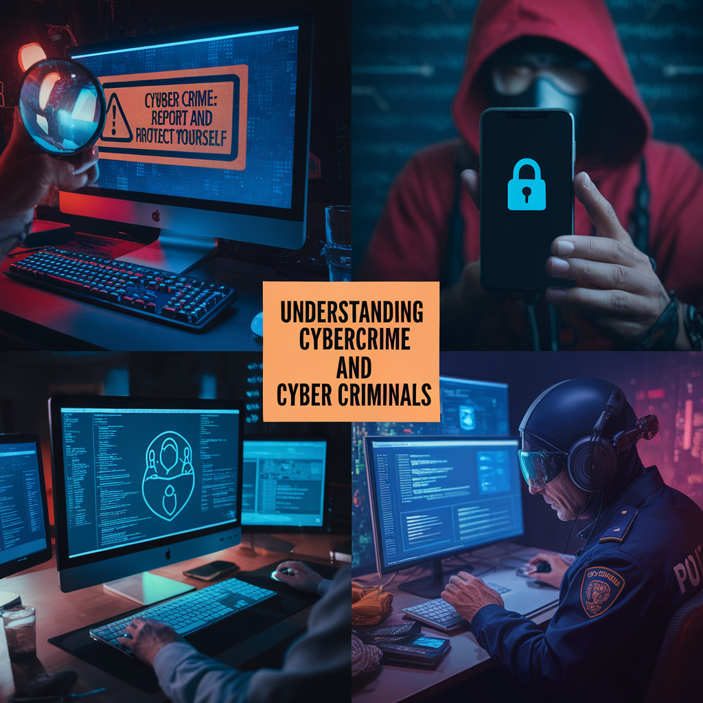 Cybercrime How to Report - a collage of people using computers