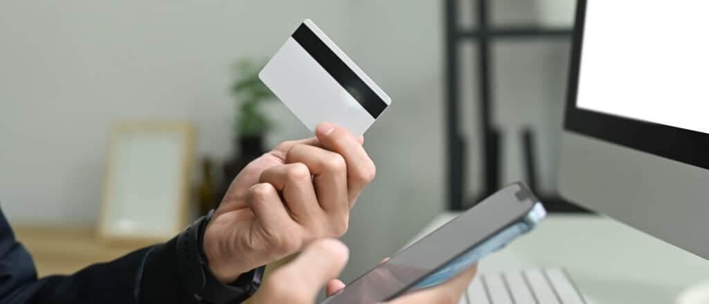 A person using their credit card online